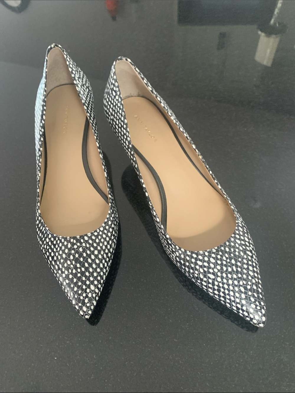 Pointed Toe Black & White Patterned Women's Heels